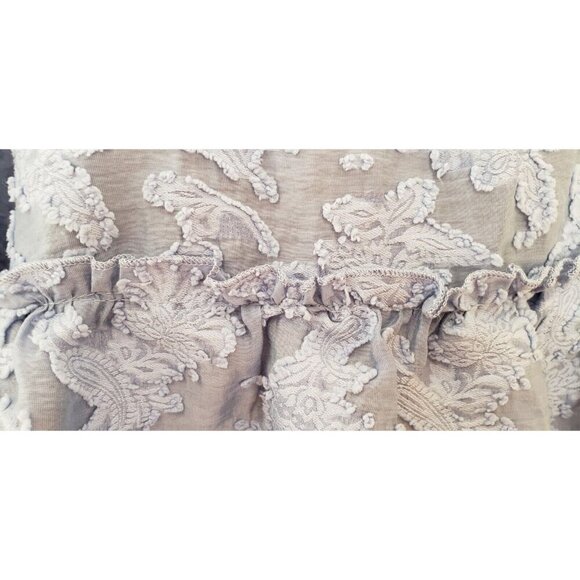 NWT FREE PEOPLE BLUE BURNOUT FLOWER PEPLUM PUFF SLEEVE TIED BACK TOP SZ XS - Picture 4 of 7